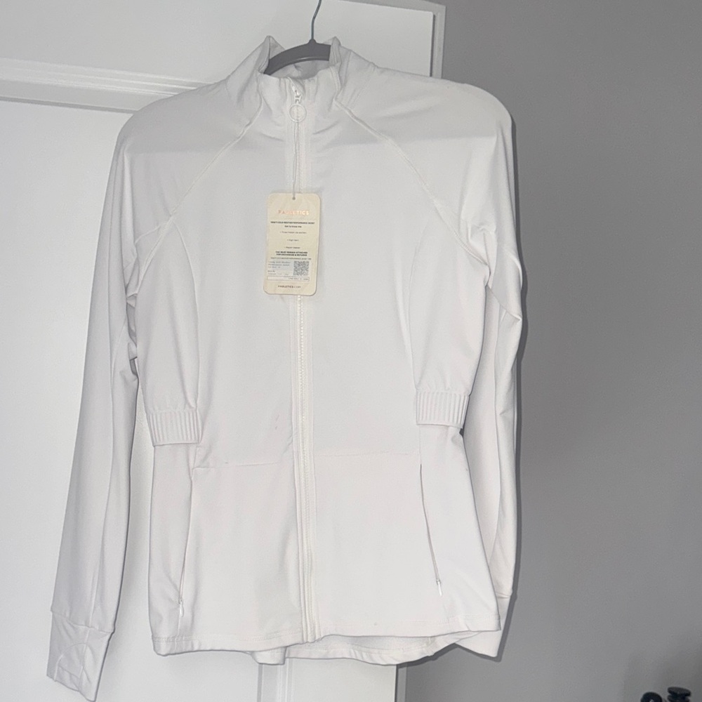 Fabletics Women's White Full‑Zip Bomber Jacket
